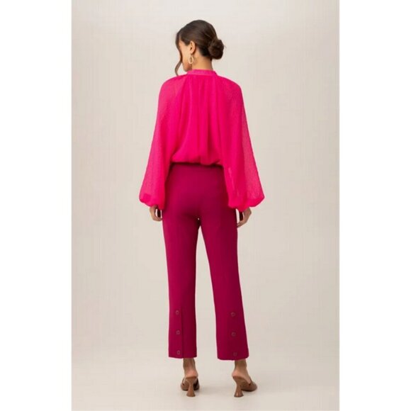 💕TRINA TURK💕 Strong Gauze Button-Up Top ~ Radio City Rose Medium NWOT - Picture 5 of 13